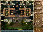 Fairy Treasure game screenshot showing a magical paddle hitting a multicolored ball to break fantasy-themed bricks, play free online