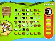 Gameplay screenshot of Sheeps Match, showing colorful sheep and farm-themed tokens arranged on a grid in a classic Match 3 puzzle game layout.