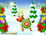 Snowballs Game free online arcade game screenshot - throwing snowballs at winter targets with Rudolph
