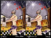 With the Wind game screenshot showing two nearly identical modern abstract paintings side-by-side for the spot the difference challenge, free puzzle game online
