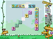 Connect It Mahjong online game screenshot showing a grid of various colored blocks and tiles with an active connection line between two matching blocks.