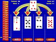 Card Blitz 21 free online card puzzle game screenshot showing columns of cards aiming for a total of 21 on PlayArcadeHub