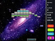 CrazyBricks free online puzzle game showing a rotated game board with blocks and a cannon ready to fire