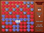 Gameplay screenshot of the Diamonds Game puzzle showing a grid filled with colorful diamonds and a cursor hovering over a large cluster.