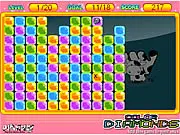 Color Diamonds free online puzzle game board, matching colored diamond blocks, strategic block clearing game screenshot on PlayArcadeHub