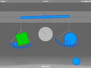A simple balance scale with various weights achieving perfect equilibrium in the Balances online physics puzzle game