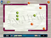 Free online game BALListic gameplay screenshot showing green balls aiming at orange balls on a game board