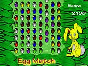 Egg Match puzzle game screen with colorful eggs arranged in a grid, ready for matching three in a row