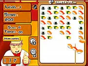 Sushi Stick free online game, match 3 puzzle with skewer, clear sushi combo game on PlayArcadeHub