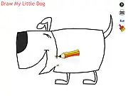 Play Draw My Little Dog free online game, connecting numbered dots with a pencil to draw a puppy