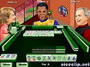 Obama Mahjong Traditional game screen with Chinese Mahjong tiles and political character avatars