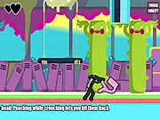 I Am Cube free fighting game, a cube character using a falcon punch against a stickman opponent