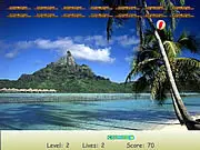 Screenshot of Beach Balls free online relaxation game showing colorful beach balls on an island background