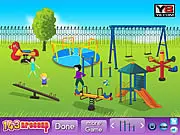 Play Kids Playground Decor free online design game; decorating a playground to match a digital blueprint; architectural precision game