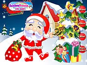 Santa Dress Up game screen, customizing Santa Claus's outfit with various chic and cute fashion items
