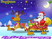 Happy Santa Claus and Reindeer dress up game screenshot, featuring Santa in a fashionable outfit next to a decorated reindeer
