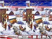 Strawberry Christmas 5 Differences game screenshot, showing two side-by-side festive pictures for comparison