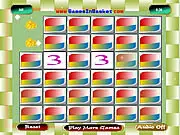 Pair Up Numbers game screenshot showing a grid of closed boxes with a few flipped over to reveal matching numerical pairs | Play free online memory puzzle game