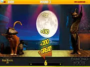 Puss in Boots: Dancing Boots game screenshot, featuring the heroic cat Puss in Boots and Kitty Softpaws in a dynamic dance-off