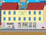Warbears Adventures - An A.R. X-Mas free online point-and-click game screenshot showing a bear character standing in a Christmas-decorated shop with a counter and Bob the shop keeper