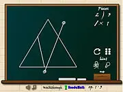 Screenshot of the Slice Geom puzzle game showing an abstract shape being divided into four equal parts by straight lines. Play free geometry game online.
