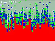 Screenshot of the free online arcade game Break the Blocks showing a cannon aiming at a wave of colored blocks descending from the top of the screen.