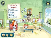 Screenshot of the free online point-and-click adventure game Nurse Quest Love Hurts, showing the nurse character and various interactive objects.