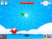 Santa Christmas Run game screenshot, Santa Claus jumping over a snow pit to collect a floating gift