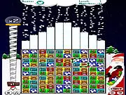 Santa's Blizzard Blitz free online match puzzle game, 2x2 block matching to wrap gifts, Christmas puzzle on PlayArcadeHub