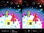 A Robots Christmas free online game, find the difference puzzle, robot holiday story, Christmas picture challenge, PlayArcadeHub