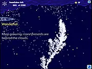 Snow Tree free online physics puzzle game, stack snow flakes with wind, reach presents, play on PlayArcadeHub