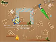 Gifts Pusher free online game screenshot - Using a magical Christmas hat and a baseball bat to push a wrapped present into its designated spot on a puzzle level.