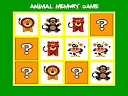 Playing the Animal Memory Game free online matching game for kids, featuring colorful friendly animals.
