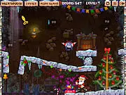 Rich Mine 2 X-mas Pack physics puzzle screenshot - gnome and rolling Christmas ornament connected by a rope