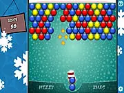 Santa Crunch game screenshot showing Santa with a giant bear crushing bubbles, free online bubble shooter
