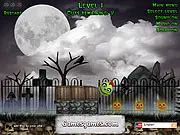 Cut & Kill Halloween physics puzzle game, slicing wooden crates to destroy monsters, play free online