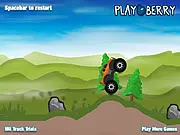 Hill Truck Trials game screenshot showing a truck driving over steep bumpy hills, free online driving game