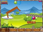Let It Rain free online physics puzzle game showing balloons launching raindrops into clouds to water flowers on PlayArcadeHub