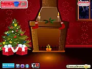 Christmas Party Escape free online room escape puzzle game showing a festive, decorated living room on PlayArcadeHub