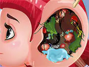 Moree Ear Surgery game screenshot, doctor examining a patient's ear, medical simulation gameplay, play free online