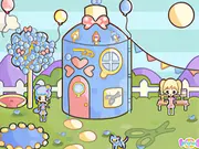 Bubblefizz Hair Salon Decorating free online game, showing a beautifully designed hair salon interior with stylish furniture and bright colors on PlayArcadeHub