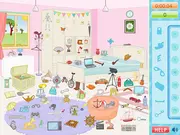 A screenshot of Blue House Hidden Objects game displaying the blue-themed room with a list of items to find.