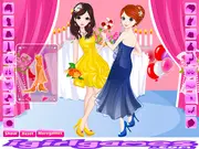 Most Beautiful Bridesmaids game showing several girls in various elegant dresses and hairstyles ready for a wedding, free online dress up game