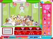 Screenshot of Toy Grabber free online game, a virtual claw machine reaching for stuffed animal prizes