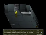 Prison Escape game screenshot showing a stickman character hiding behind a wall to avoid a patrolling prison guard and security camera