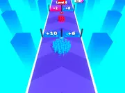The leader of a large crowd of stick figures running toward a number gate in the addictive CrowdGate online runner game on PlayArcadeHub.