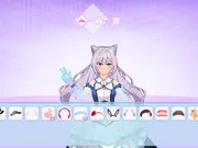 Screenshot of Anime Doll: DIY Cosplay Girl free online game showing a fully customized anime girl character in a complex cosplay outfit