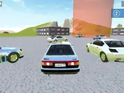 The main action scene of Police Chase Simulator, showing a police car in the middle of a high-speed chase and destructive crash.