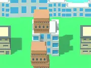 Build Balance free online game, stacking colored physics blocks and geometric shapes on a small platform