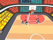 Screenshot of the free online basketball game Dunkin Beanz featuring the wacky 'bean' characters dunking the ball.